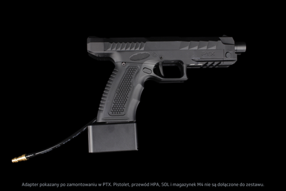 Adapter GATE x AIRTAC M4 zamontowany w GATE PTX — profil boczny; pistolet PTX i przewód HPA sprzedawane osobno.